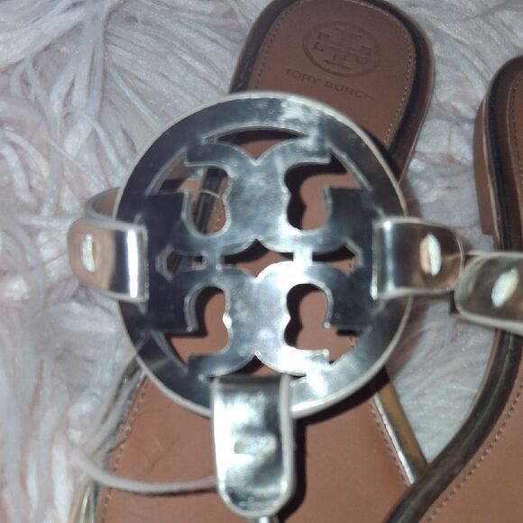 Tory Burch Silver and Tan Sandals - Picture 5 of 7
